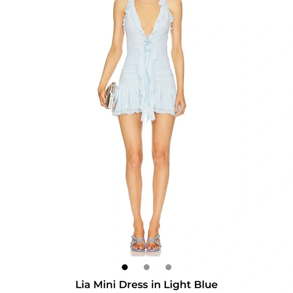 Lia Sky Blue Ruffle Mini Dress - Picture 1 of 3